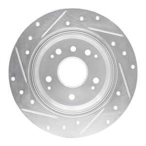 Acura TL Brake Rotor (1) - Rear Right - R1 Concepts - Drilled & Slotted - Silver - `99-`11